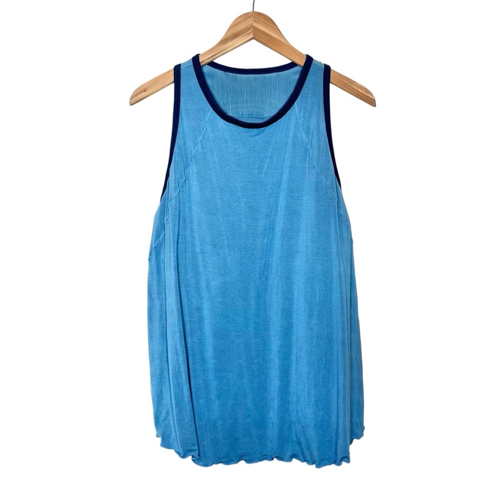 Blue Contrast-Trim Tank Top - Unbranded